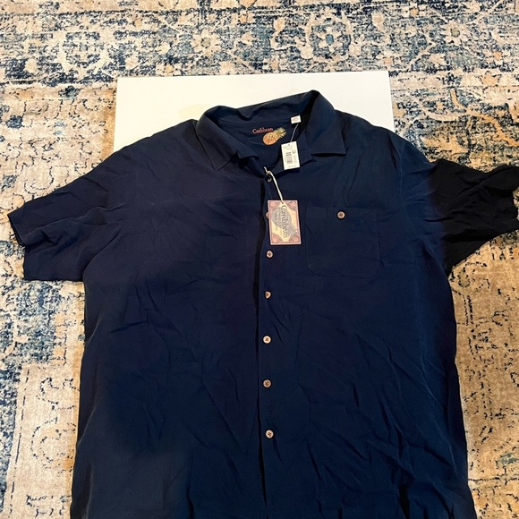 NWT Caribbean Blue Casual Button Down Shirt mens 3XT Hawaiian shirt - Picture 1 of 5